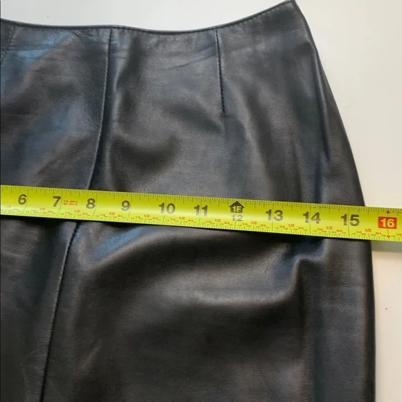 Danier Black Italian Leather Maxi  Skirt, Fully Lined, Kick Slit - Picture 6 of 11
